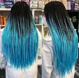Aspect naturel 28 pouces de long cheveux synthétiques boîte colorée tresses perruques avant de lacet pour femme noire
