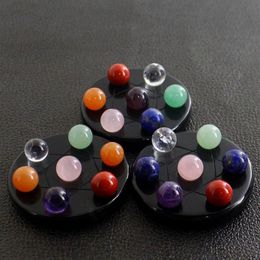 Natuurlijke losse edelstenen Chakra Reiki Healing Stone Sieraden Heptagram 7 Stars Array Trinket 50mm Seven Star Disc Obsidiaan Geomantic286a