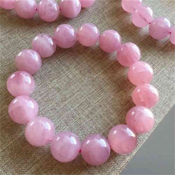 Quartz rose naturel madagascar pour femmes Stretch Crystal Stretch 11 mm 12 mm 13 mm 14 mm Perles rondes Bracelet Bijoux aaaaa