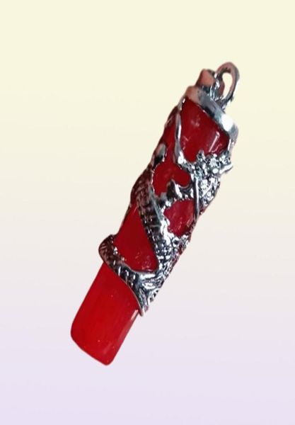 Pendentif porte-bonheur en Jade malaisien naturel, Dragon chinois rouge flamboyant, livraison C75151325395