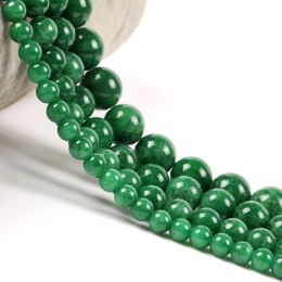 MI Huang Green Jades Beads de piedra Redonda Redonda Folle para joyas que fabrican Bracelet de bricolaje HATED 6/8/10 MMM