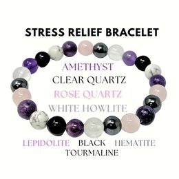 Pulsera reductora de estrés mineral natural, cristal calmante y equilibrando energía, la ansiedad reduce la pulsera, el regalo para hombres y mujeres