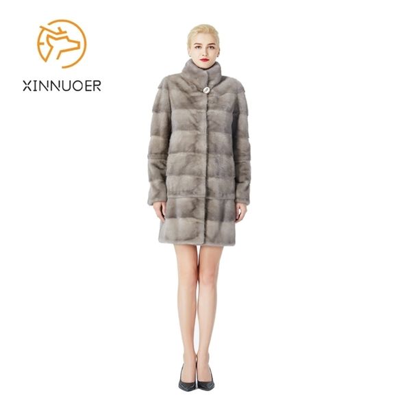 Manteau de fourrure de vison naturel dames hiver peut ajuster la longueur du clos être personnalisé grande taille 6XL7XL 211124