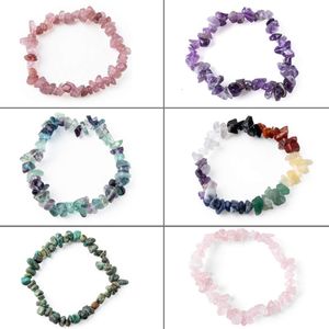 Bracelet en cristal de poudre d'améthyste pour femmes, pierres concassées mélangées naturelles