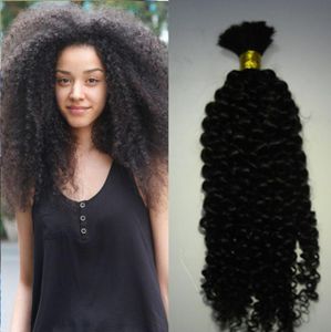 Afro mongol naturel Cheveux en vrac coque 100g Hair Afro Coiffure en vrac pour le tressage en vrac sans attachement Curly3969414