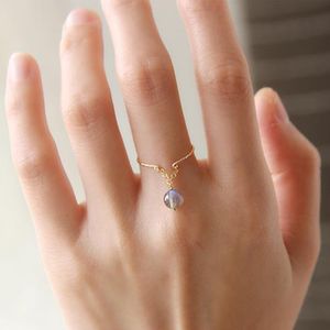 Anillos de piedra lunar natural, joyería rellena de oro, joyería minimalista hecha a mano para nudillos para mujer