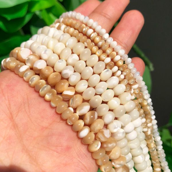 Mère naturelle de la coquille de vadrouille Rondelle Perles belles blancs belles perles d'espaceur en vrac pour le bracelet de bricolage de fabrication de bijoux 15 ''