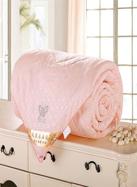 Couette en soie de mûrier naturelle pour hiver été double reine roi pleine taille couverture de couette couette blanc rose Beige remplissage 24364450150