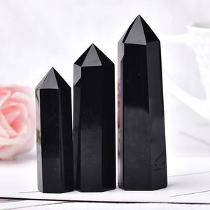 Tour de cristal d'obsidienne naturelle, pierre d'énergie de guérison, obélisque Reiki, baguette à Quartz, décoration de la maison, pyramide, cadeau DIY
