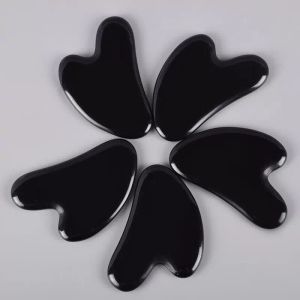 Obsidienne naturelle Gua Sha Board Black Jade Stone Body Facial Eye Scraping Plate Acupuncture Massage Relaxation