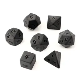 Natuurlijke Obsidiaan Polyhedral Losse Edelstenen Dobbelstenen 7pcs Set Kerkers Draken Dof-polijsten Lettertypen Stenen Dobbelstenen Set DND RPG Games Ornamenten Spot Goederen Groothandel Op maat