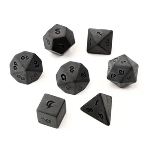 Natural Obsidian Polyhedral Loose Gemstones Dice 7pcs Set Dungeons & Dragons Dull-polish Fonts Stone Dice Set DND RPG Games Ornaments Spot Goods Wholesale Custom