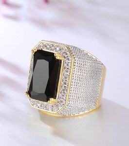 Obsidienne naturelle avec coussin zircone diamant bague pour hommes fines Anillos De Bizuteria Anillos Mujer bijoux Gemstone6252717