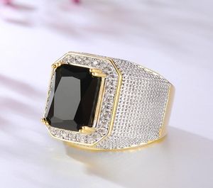Natuurlijke obsidiaan met kussen zirkonia diamanten ring voor mannen fijne anillos de bizuTeria anillos mujer sieraden edelsteen3521549