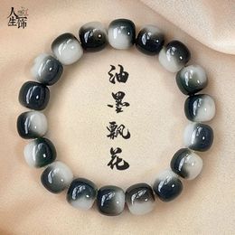 Natuurlijk oude chen zaad witte jade bodhi root student inkt handstring vrouwelijke vinger twist play mannelijke boeddha kraal amulet armband 240424