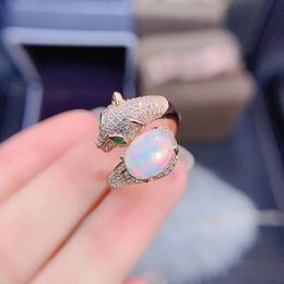 Anneau d'Opale Natural Style LEOPARD COULEUR HIGH COULEUR LURXE MODE BIELLEMENT FEMMES S925 Engagement en or 18 carats en argent sterling 240430