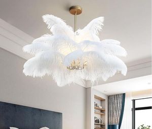 Natuurlijke struisvogelveren hanglampen loft glans Pendente slaapkamer hanglamp restaurant verlichting deco licht armaturen AC 100-240V