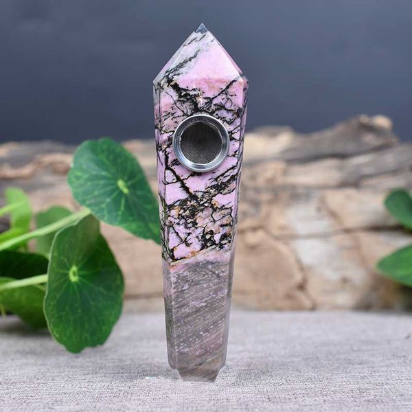 Natural Peach Blossom Stone Crystal Tip Tip Tip Tip Suction Hexagonal Prism Fabricantes de ventas directas extranjeras en el Mar de China Oriental