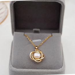 Perle naturelle 18 K or Rose collier de mode bijoux bijoux en or colliers pour femmes cadeau fin bijoux 240119