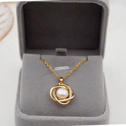 Perle naturelle 18 K or Rose collier de mode bijoux bijoux en or colliers pour femmes cadeau fin bijoux 240228