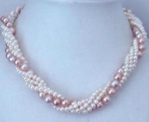 Natuurlijke Parel Sieraden Torsionale WhitePurple Akoya Cultured Pearl Necklace Bruids Silver Hook