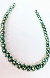Natuurlijke parels sieraden Echte hoogwaardige 910 mm Malachiet Green Pearl ketting 18inches niet nep1551520