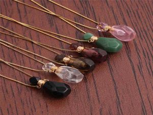 Natuurlijke Roze Amethisten Kwarts Tijgeroog Steen Parfumfles Hanger Ketting Goud Kristal Essentiële Olie Diffuser Flacon Sieraden7442360