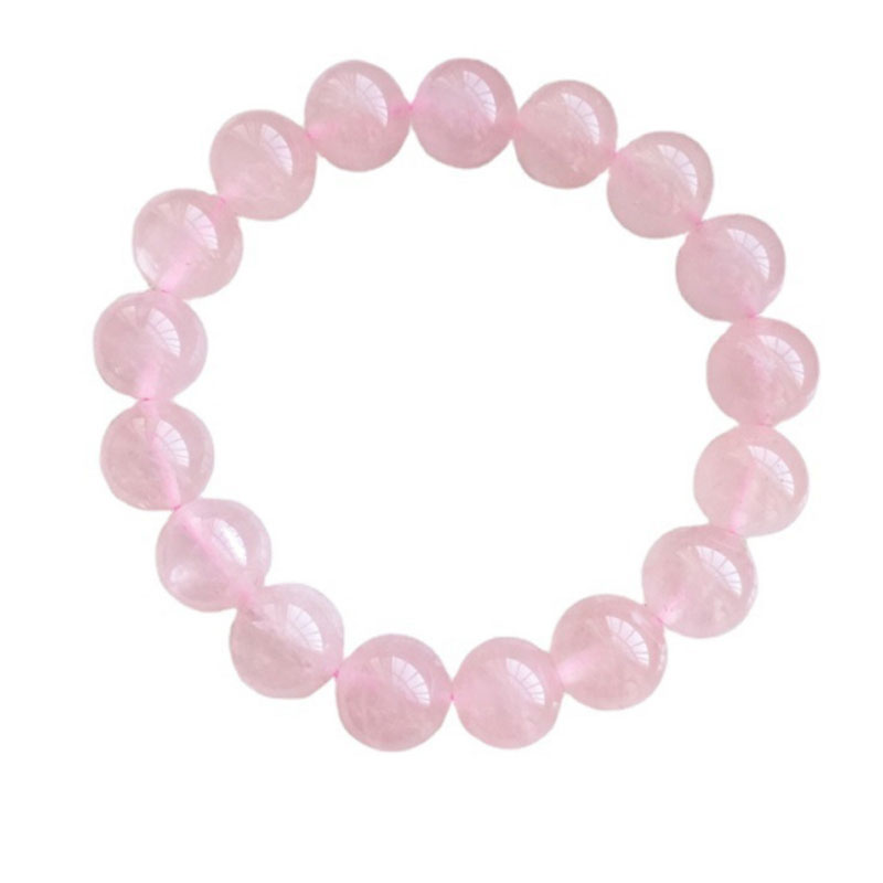 Bracelets de perles de pierre à main de cristal rose naturel