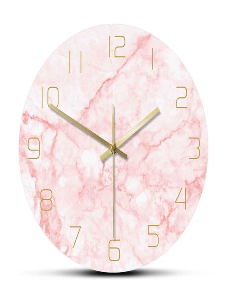 Horloge murale ronde en marbre rose naturel silencieuse sans tic-tac décor de salon Art horloge murale nordique Art minimaliste montre murale silencieuse 29388090