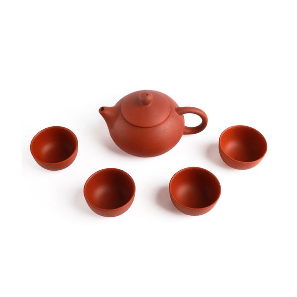 Juego de té de arcilla púrpura natural con 1 tetera 4 tacups de té zisha arena china kong fu téware auténtico yixing regalos