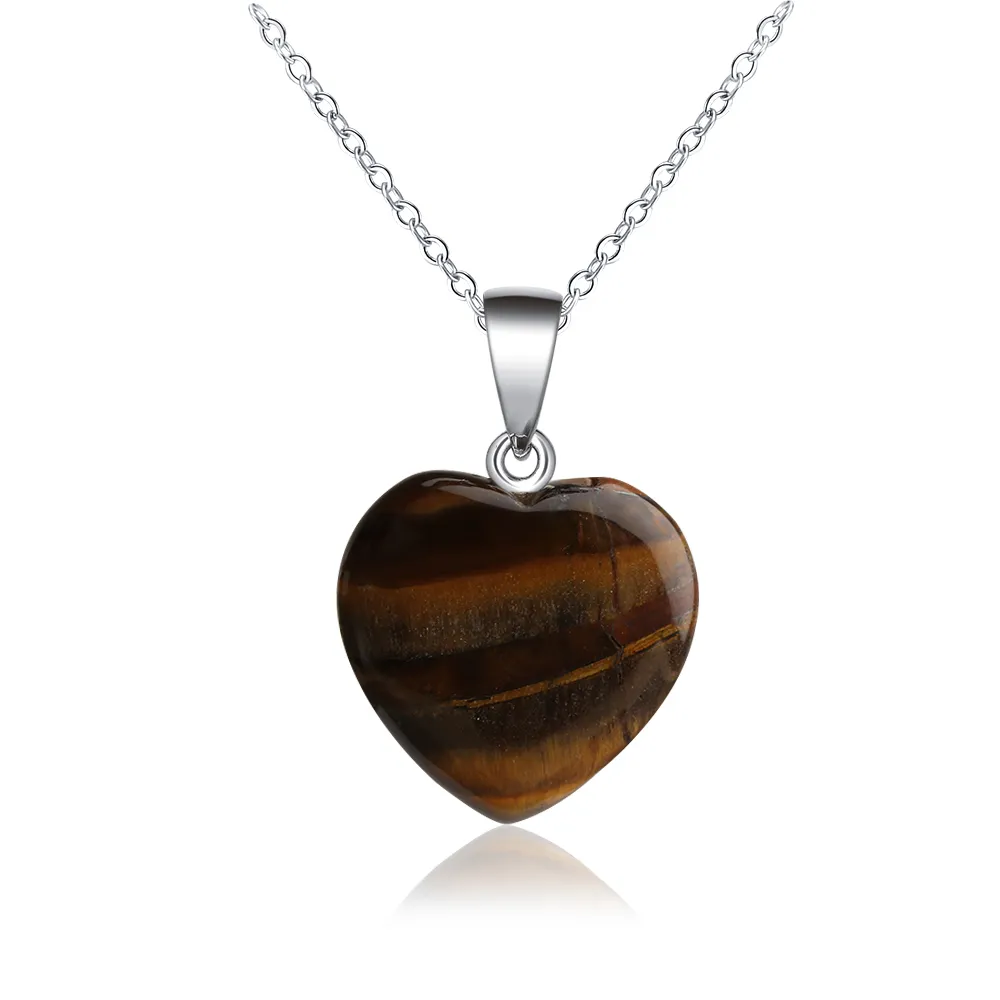 Natural Quartz Crystal Healing Chakra Stone Love Heart Shape Gemstone Rock Pendant Halsband Diy Home Decor Crafts