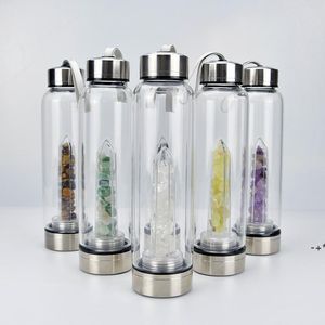 Natural Quartz Gem Glass Water Bottle Direct Drink Crystal Cup 8 stijlen Snel transporteren JJA9173