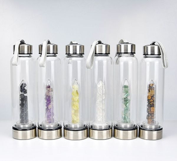 Quartz naturel Gem Bouteille d'eau en verre Verre à boire direct Coupe en cristal 8 Styles Livraison gratuite