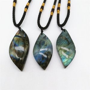 Natural Quartz Labradorite Maansteen Drop Shape Hanger Decor Sieraden Ketting Gevormde Ruwe Steen Reiki Healing Crystal Gift