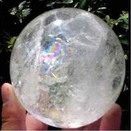 Boule de cristal de QUARTZ transparent arc-en-ciel naturel, pierre précieuse de guérison, support 35-40MM, 245j