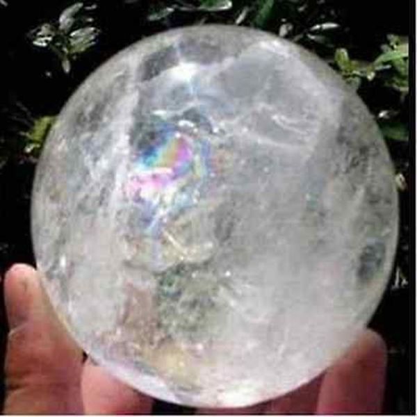 Boule de cristal de QUARTZ transparent arc-en-ciel naturel, pierre précieuse de guérison, support 35-40MM, 309d