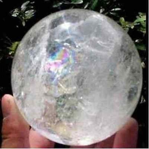 Boule de cristal de QUARTZ transparent arc-en-ciel naturel, pierre précieuse de guérison, support 35-40MM, 245j
