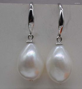 Boucles d'oreilles en argent tibétain, perles d'eau douce baroques blanches rares naturelles de 10 à 14mm, lustre suspendu