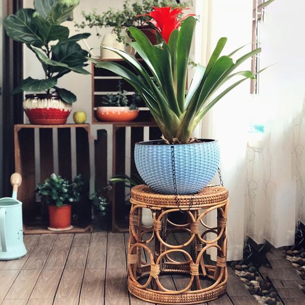 Porte-plante en rotin naturel tissé à la main, tabouret de fleur, étagère, décor de jardinage intérieur fait à la main, Pots de jardinières de 3 tailles différentes