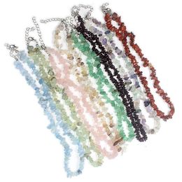Colliers de pierre bruts naturels à puce de cristal irrégulier Amethyste Fluorite Rose Quartz Perles Collier pour femmes bijoux