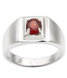 Natuurlijke Rode Granaat 925 Zilveren Ring voor Mannen Sieraden Pure Band 55mm Ronde Kristallen Edelsteen Januari Geboortesteen Verjaardagscadeau R503RGN1620939
