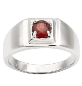 Natuurlijke rode granaat 925 Zilveren ring voor heren sieraden Pure band 55 mm Ronde Crystal edelsteen januari geboortestone verjaardag cadeau R503RGN1871589