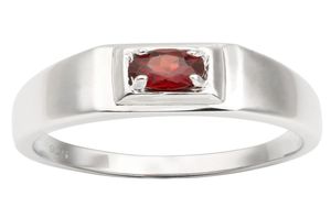 Natuurlijke Rode Granaat 925 Zilveren Ring voor Mannen Sieraden Pure Band 55mm Ronde Kristallen Edelsteen Januari Geboortesteen Verjaardagscadeau R503RGN9813556