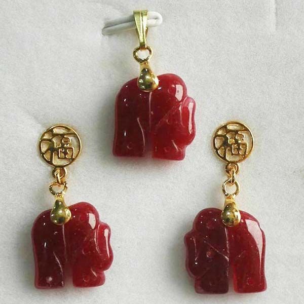 Boucles d'oreilles de collier GP Collier GP Jade Red Jade Naturel