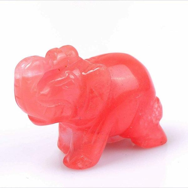 Pierre d'éperlan rouge naturelle sculptée, éléphant, pierre précieuse, cristal, Figurine animale, Reiki