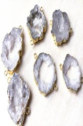 Connecteur de géode de Quartz en cristal de roche naturel, perles Druzy, tranche d'agate Druzy, perles de connecteur de pierres précieuses pour la fabrication de bijoux 4098639