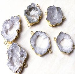 Connecteur de géode de Quartz en cristal de roche naturel, perles Druzy, tranche d'agate Druzy, perles de connecteur de pierres précieuses pour la fabrication de bijoux 4983033
