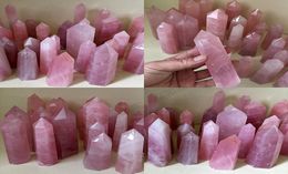 Natuurlijke Rots Roze Rozenkwarts Kristal Wand Punt Genezing hoge kwaliteit Minerale Steen Meditatie Therapie Bescherming Amulet DIY 341 R8366749
