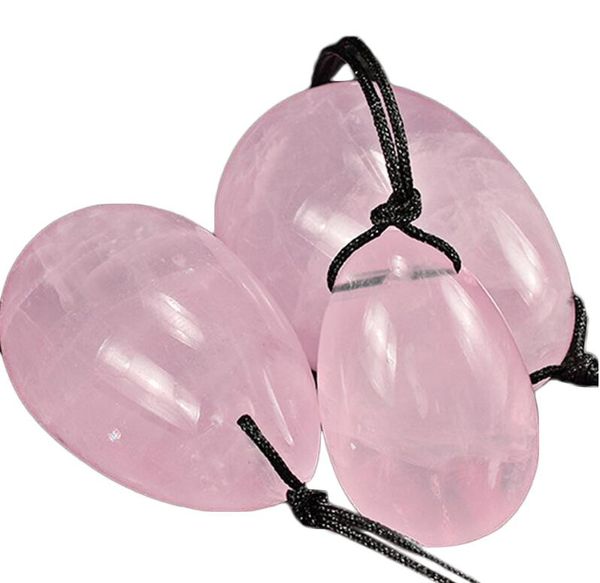 Oeufs en cristal de Quartz Rose naturel oeuf de Yoni en cristal pour les femmes Kegel exercice boules vaginales masseur jouets sexuels