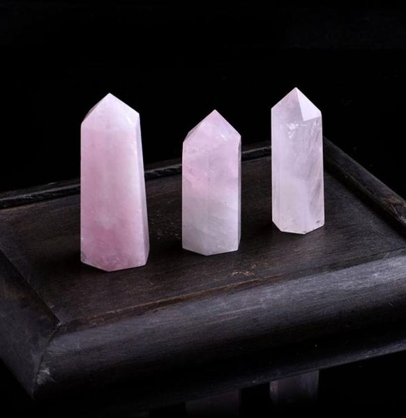 Adorno Mineral de punto de cristal de cuarzo rosa Natural, palo de reparación mágico, decoración del hogar familiar, decoración de estudio, regalo artesanal 4766603